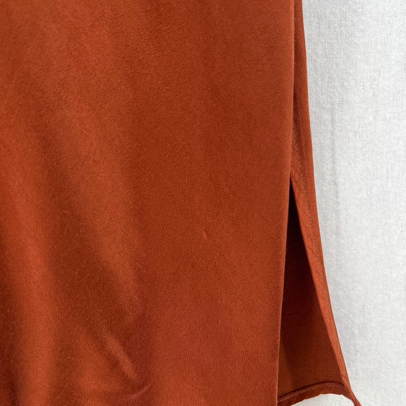 ENZA COSTA Dress Womens XS 0 Rust Satin Bias Slip Maxi Spaghetti Strap NWOT - Picture 12 of 16